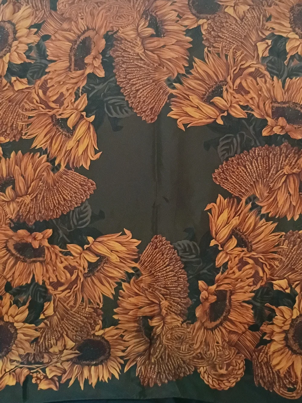 VINTAGE CHANEL Scarf Dark Green and Gold Silk Scarf